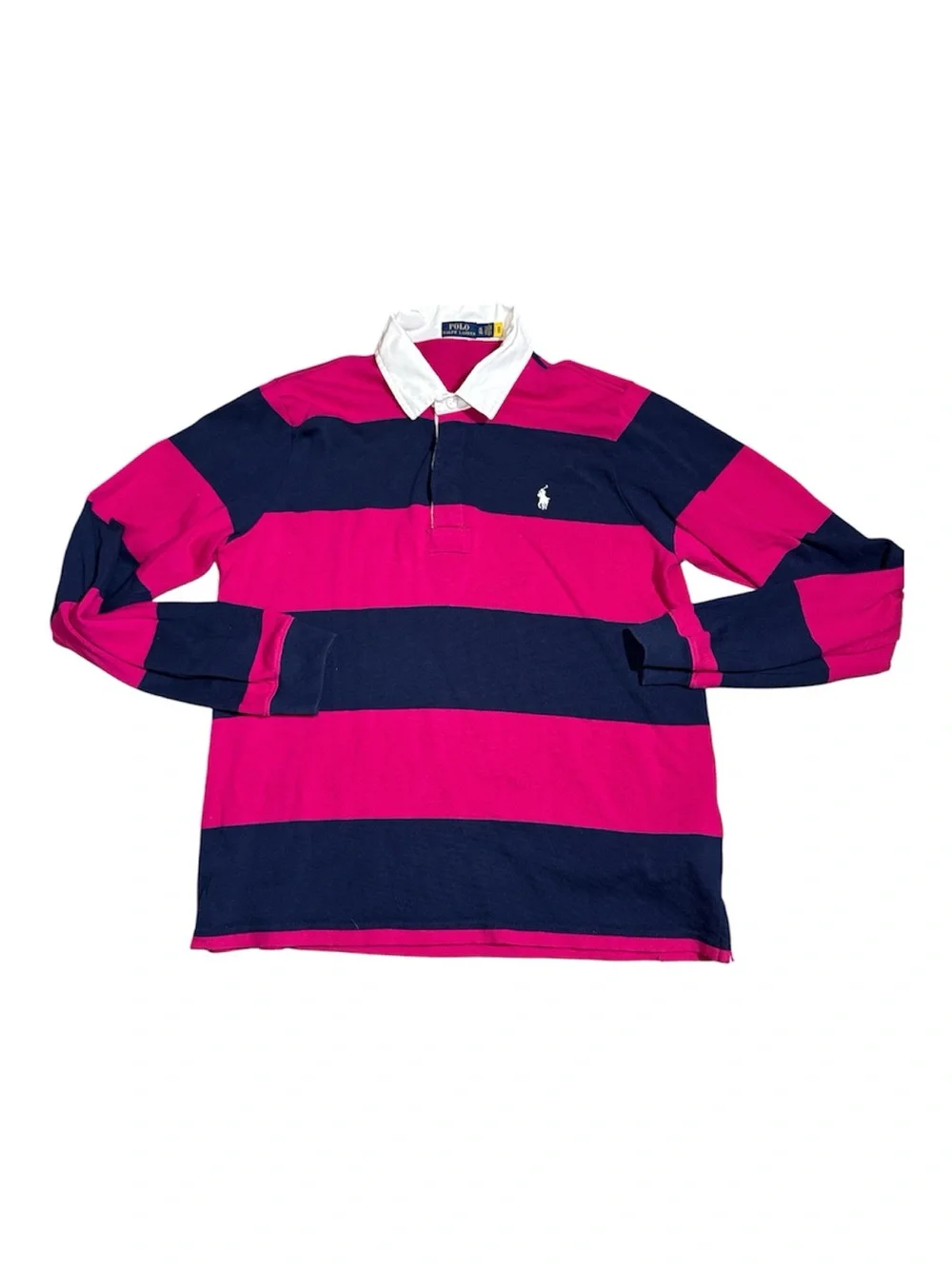 Polo Ralph Lauren Men's Striped Rugby Shirt XL Pink Navy Long Sleeve
